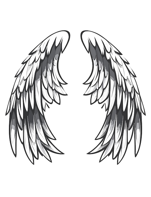 A drawing of wings on a white background