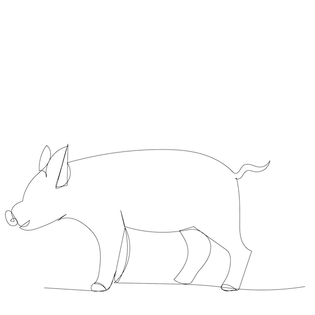 Drawing with a continuous line of pigs