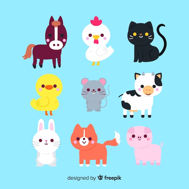 Drawing with cute animal collection