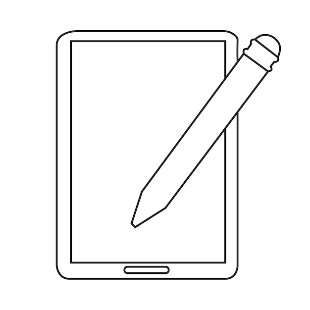 Drawing with Tablet PC and Pen Vector Illustration