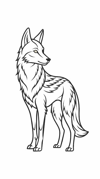 a drawing of a wolf that is black and white