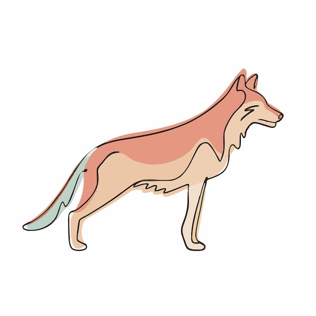 a drawing of a wolf with a line on it