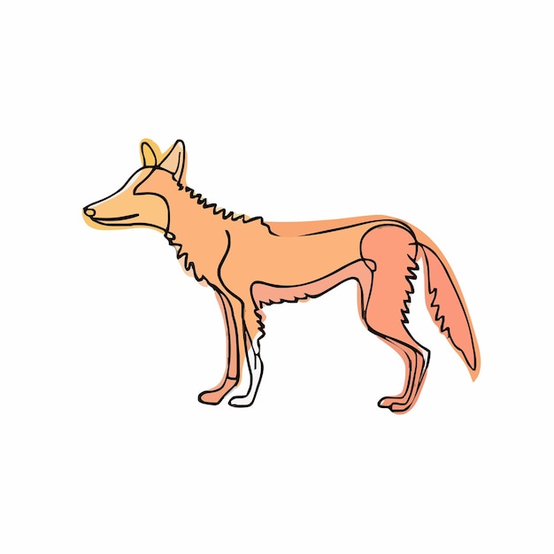 Vector a drawing of a wolf with a tail that says fox