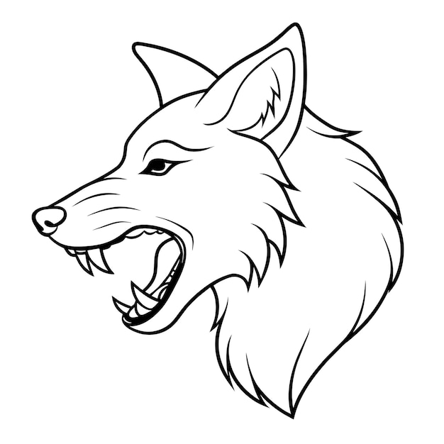 Vector a drawing of a wolf with the wolfs mouth open