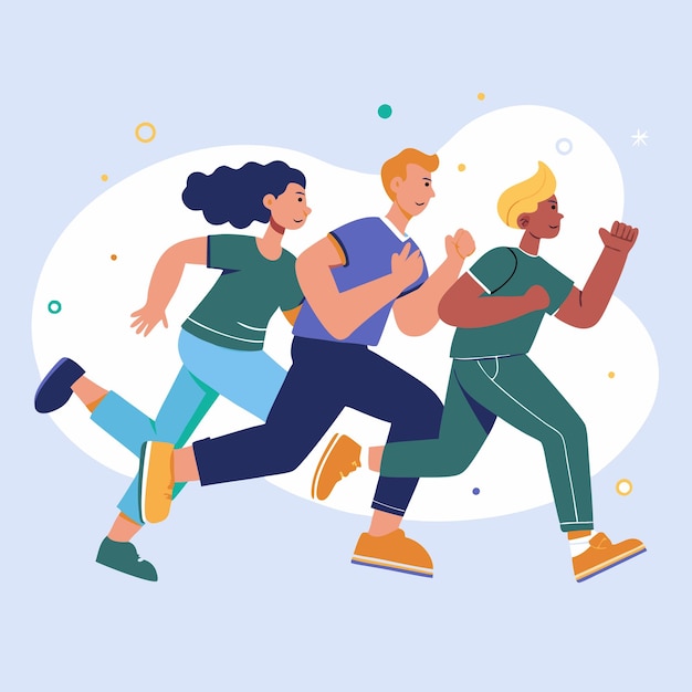 a drawing of a woman and a man running with a woman wearing a shirt that says quot the word quot on