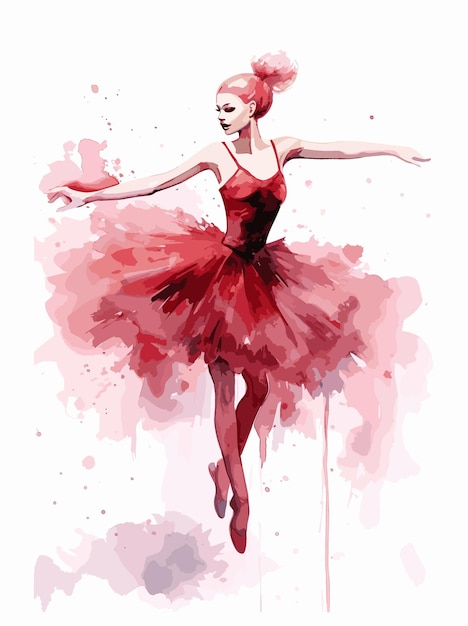 Vector a drawing of a woman in a red dress with a pink bow