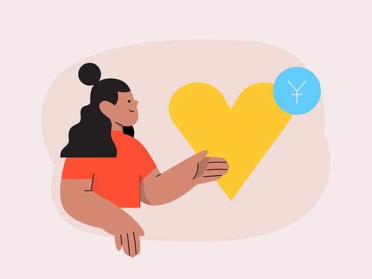Vector i love youと書かれた心を持つ女性の絵
