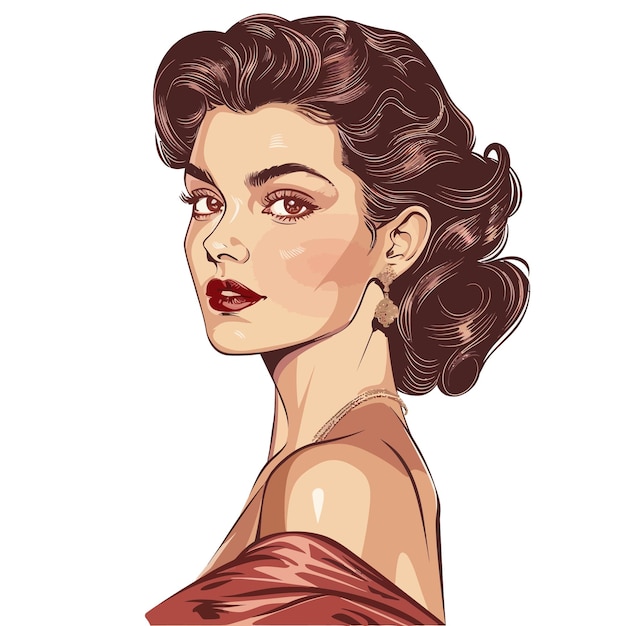 Vector a drawing of a woman with a red dress on it