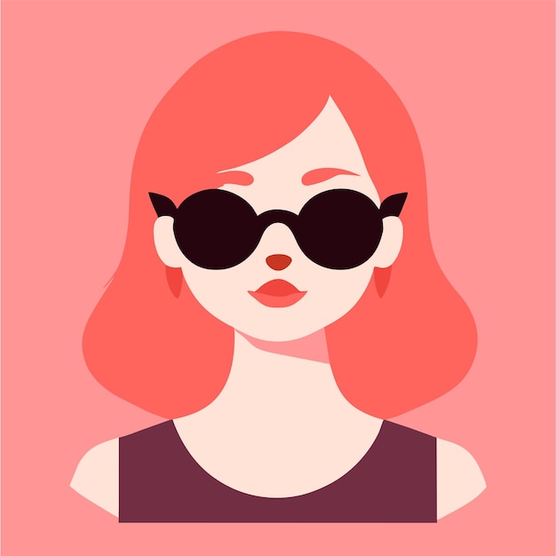 Drawing of a woman with sunglasses on her face and long blonde hair drawn flat stylish