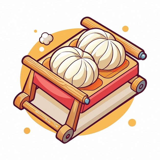 Vector a drawing of a wooden dumpling