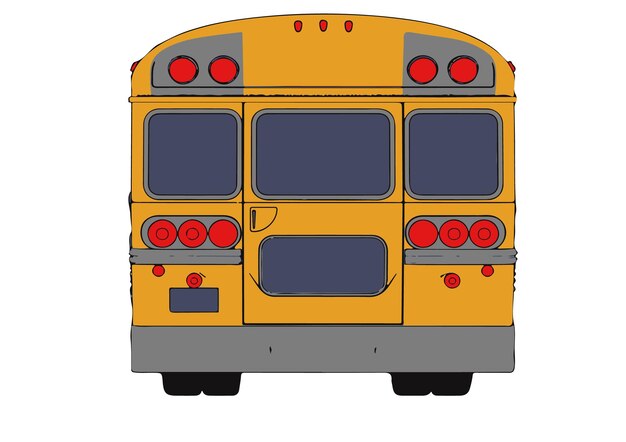 Drawing of a yellow school bus on a white background vector