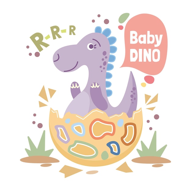 ベクトル 描かれた赤ちゃん恐竜の図解