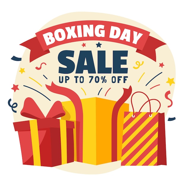 Vector drawn boxing day sale gifts