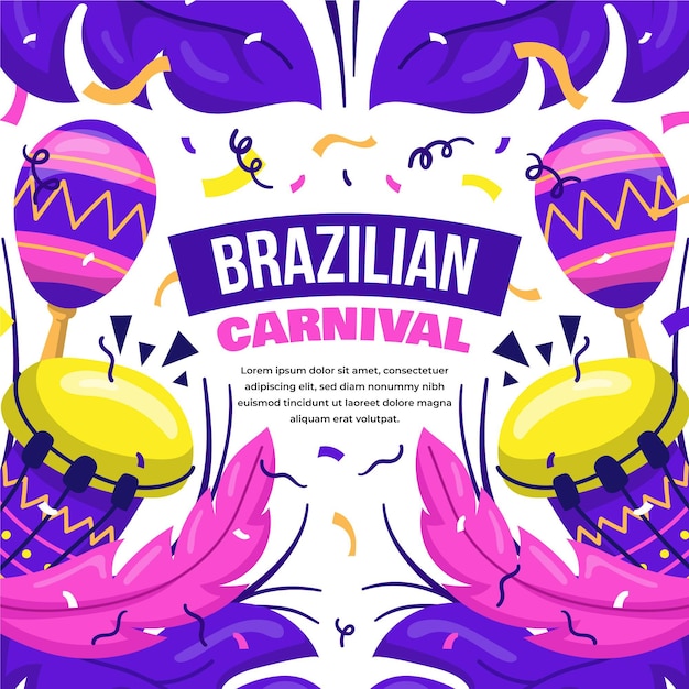 Evento di carnevale brasiliano disegnato con illustrazione di elementi festivi