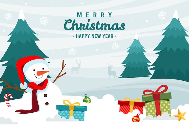 Vector drawn christmas background in landscape