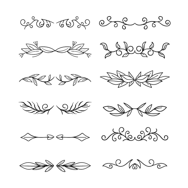 Drawn elegant ornamental divider pack