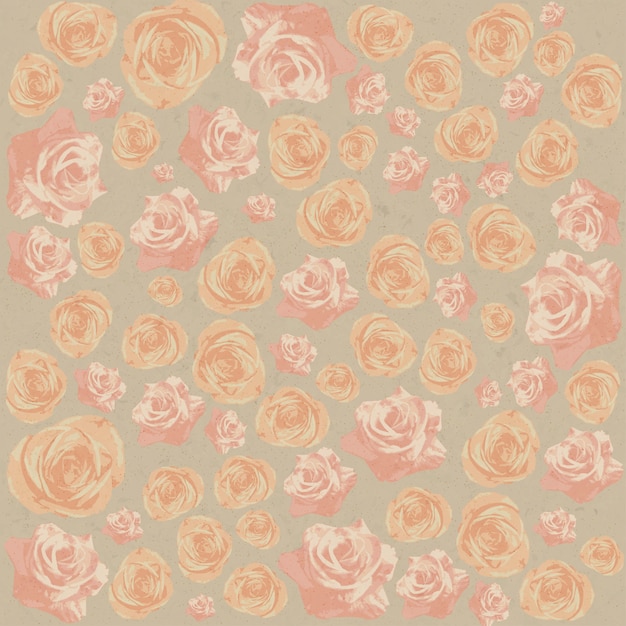 Vector drawn grunge flowers over canvas texture