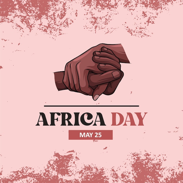 Vettore mani tirate che si tengono per mano per il giorno dell'africa