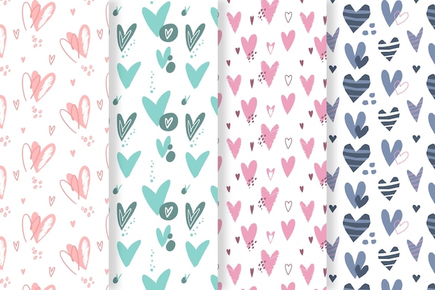 Drawn heart pattern pack