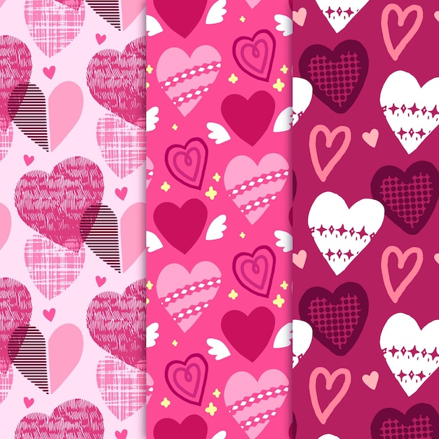 Drawn heart pattern set