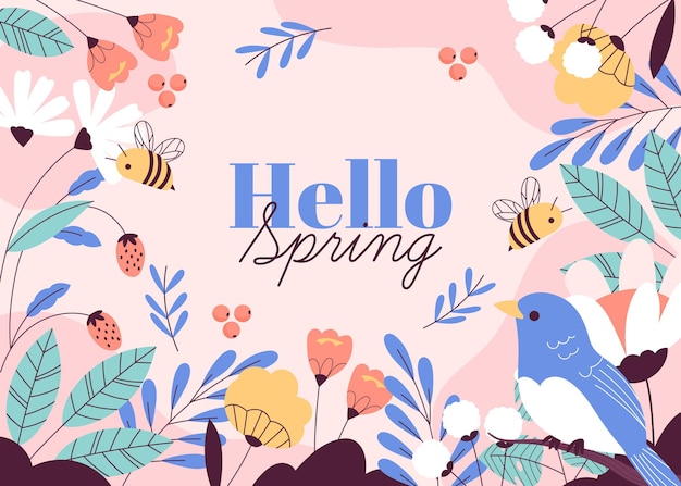 Drawn hello spring background