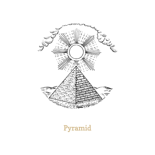 彫刻スタイルで描かれたピラミッド ベクトル画像