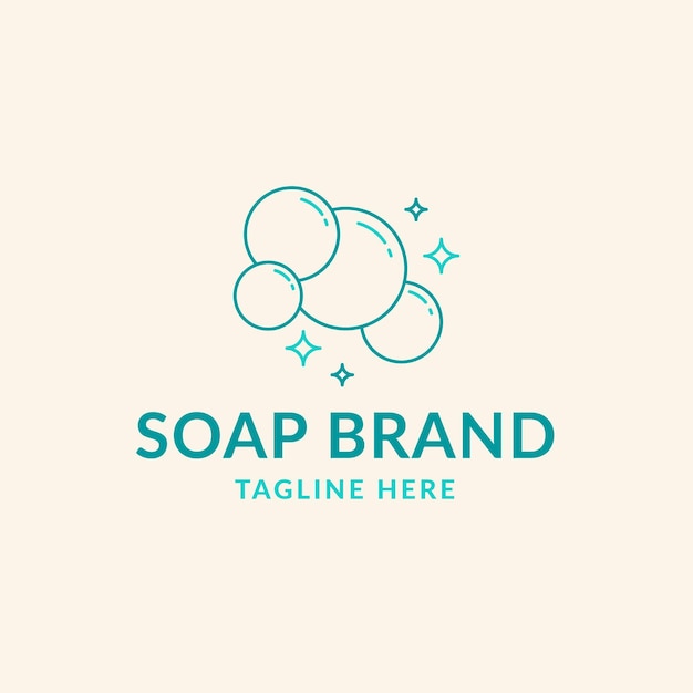 Vector drawn soap logo template with bubbles