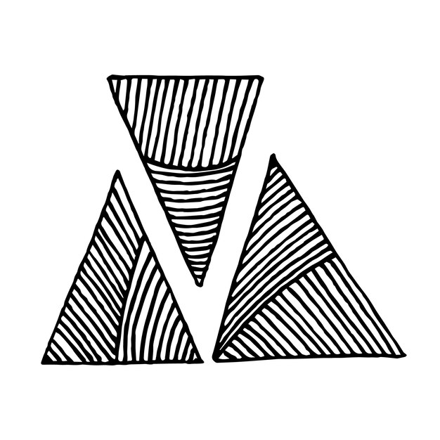 Drawn triangles in a line