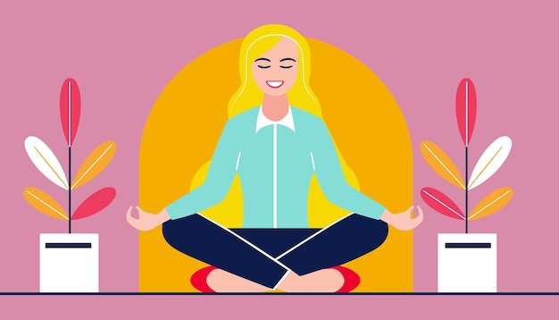 drawn vector illustrated business person meditating