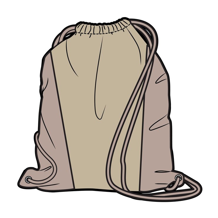 Vector drawstring bag vector design technical flat drawing