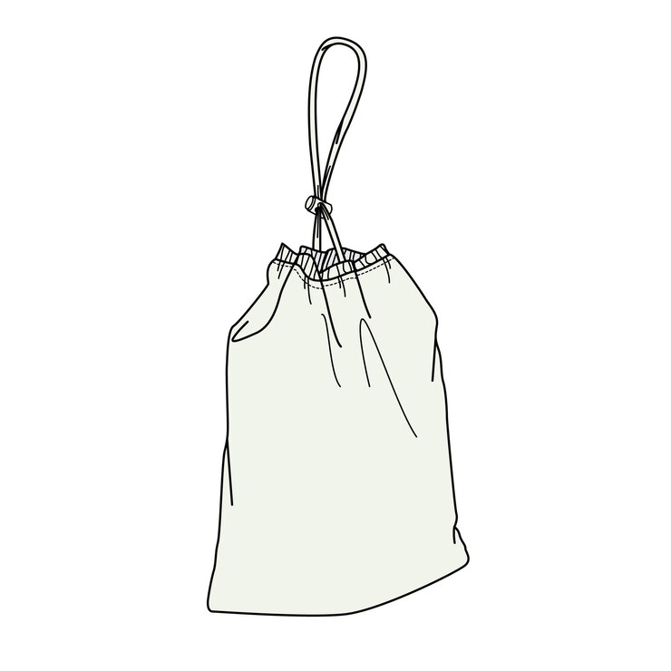 Vector drawstring bags technical flat sketch vector design