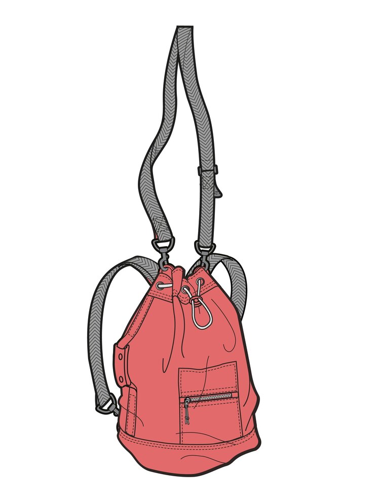 Vector drawstring crossbody bag vector design mockup template