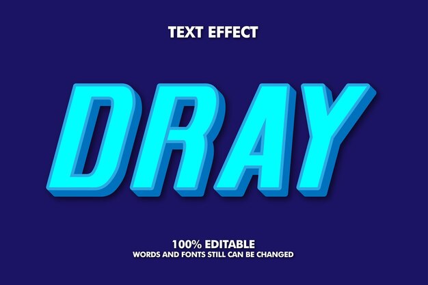 Dray modern bold 3d typography fancy cartoon editable text effect