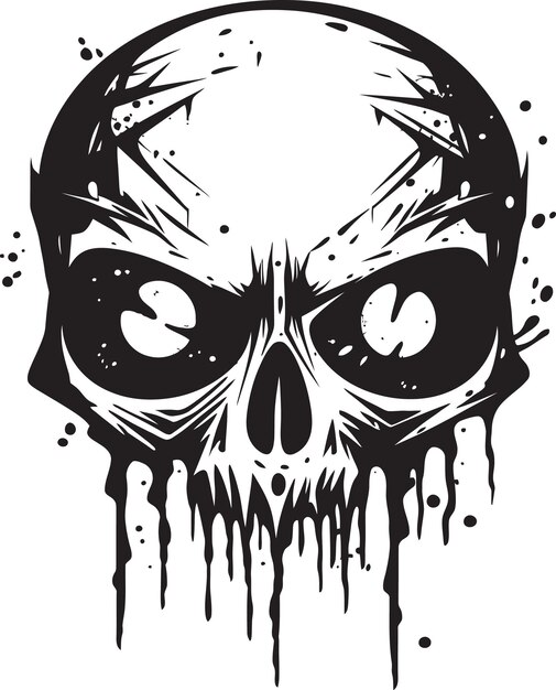 Dreadful Zombie Face Black Skull Icon Design Creepy Undead Skull Vector Zombie Emblem