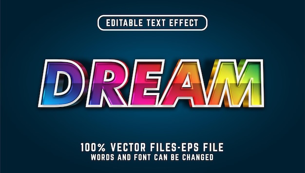 Vector dream 3d text effect. editable text with modern style premium vectors