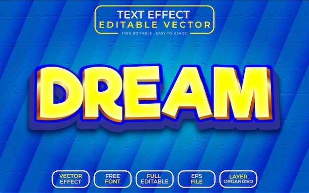 Dream 3d text effect редактируемый векторный файл