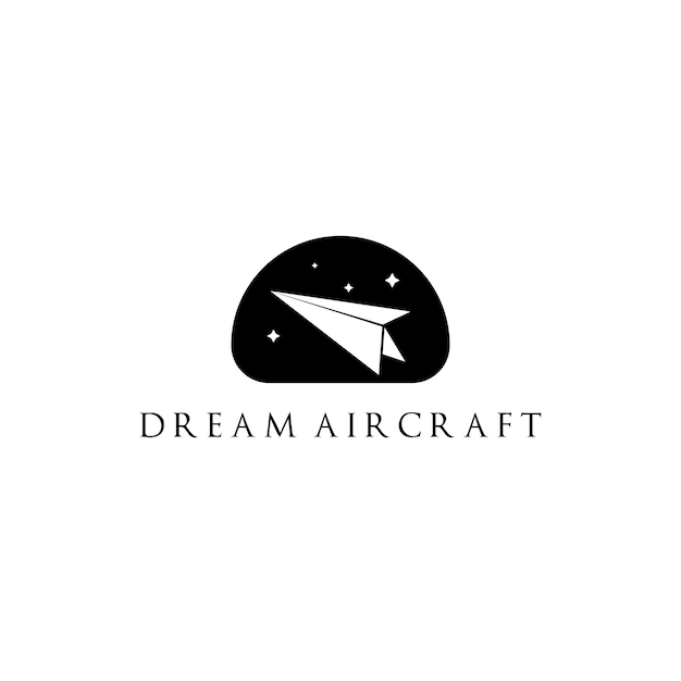 夢の航空機のロゴデザインのインスピレーションシルエット紙飛行機のロゴテンプレートベクトル図
