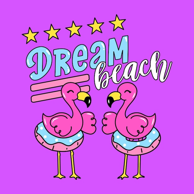 DREAM BEACH PINK FLAMINGO BIRDS WITH FLOATIES