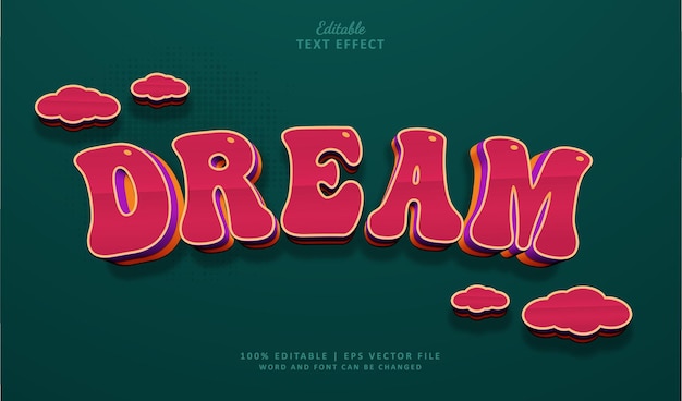 Vector dream bewerkbare tekst-effect stijl 3d vintage