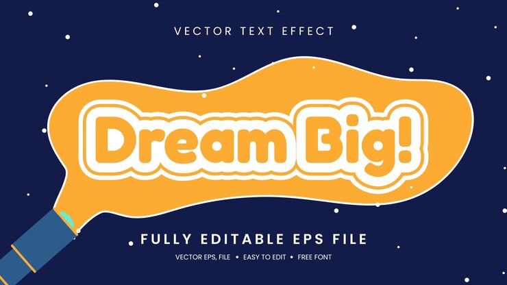 Vector dream big 3d text effect editable vector