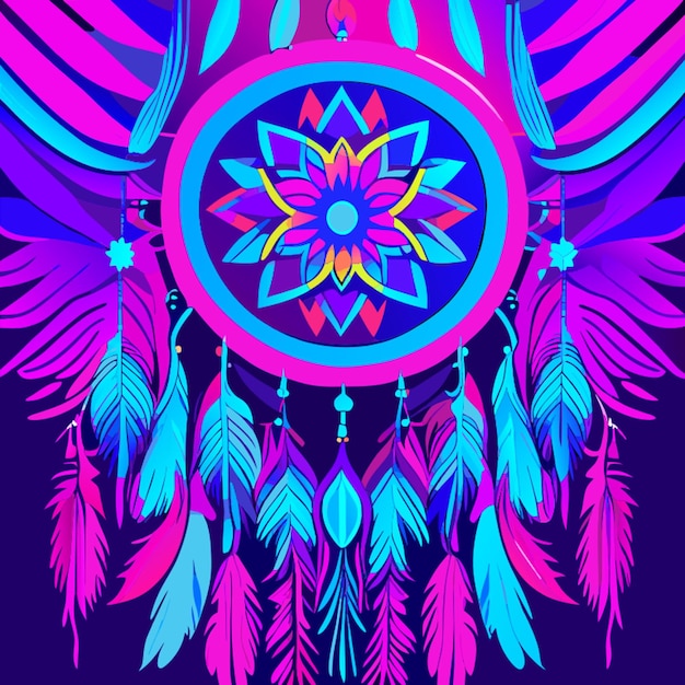 Dream catcher high detailed realistic style plise perde vector illustration