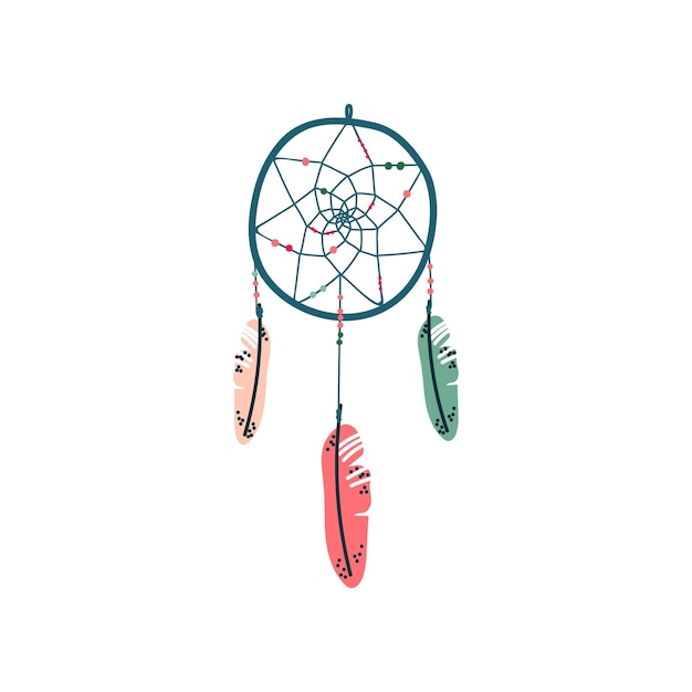 Dream Catcher Magic Object Witchcraft Attribute Vector illustratie op witte achtergrond