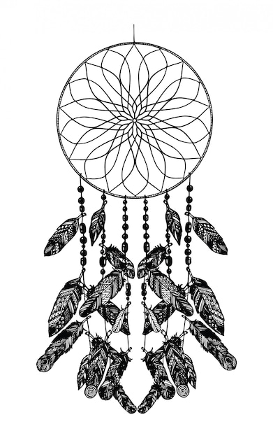 Dream catcher with arrows and feathers