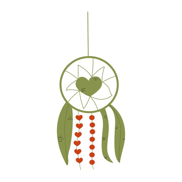 Dream catcher with leaves. Vector illustration in flat style