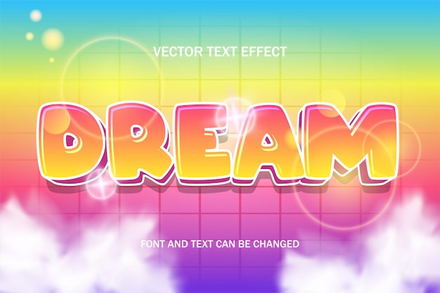 Dream cloud colorful 3d editable text effect font style template banner flyer