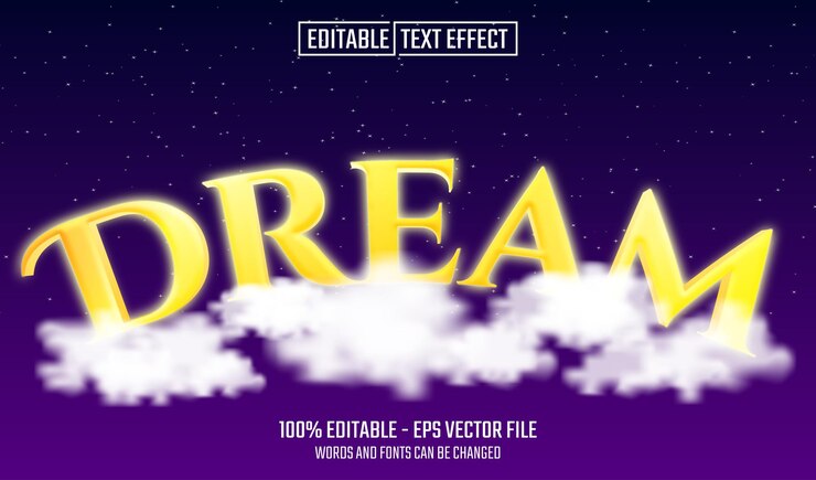 Vector 꿈 편집 가능한 3d 만화 텍스트 효과