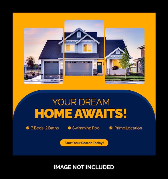 dream home awaits real estate flyer luxury apartment for sale social media post