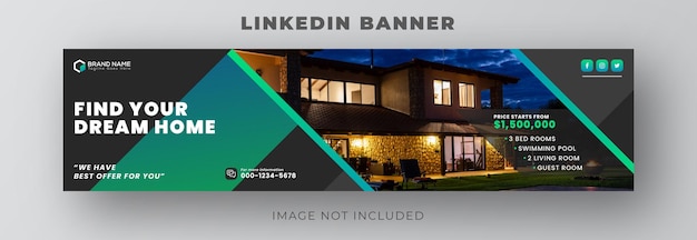 Vector dream home modern real estate display advertisement social media linkedin web banner ad design