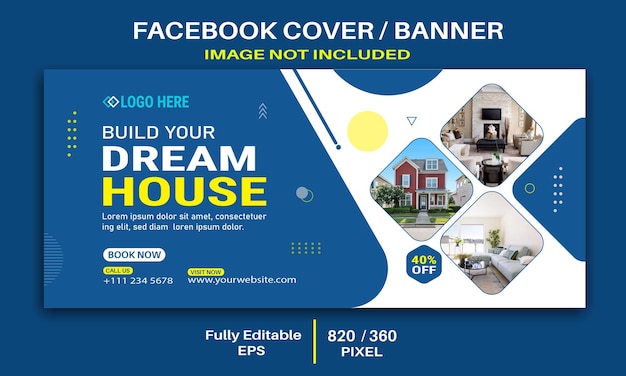 Dream home real estate house property facebook cover web banner template