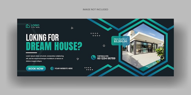 Dream home for sale real estate facebook timeline cover template and social media web banner layout